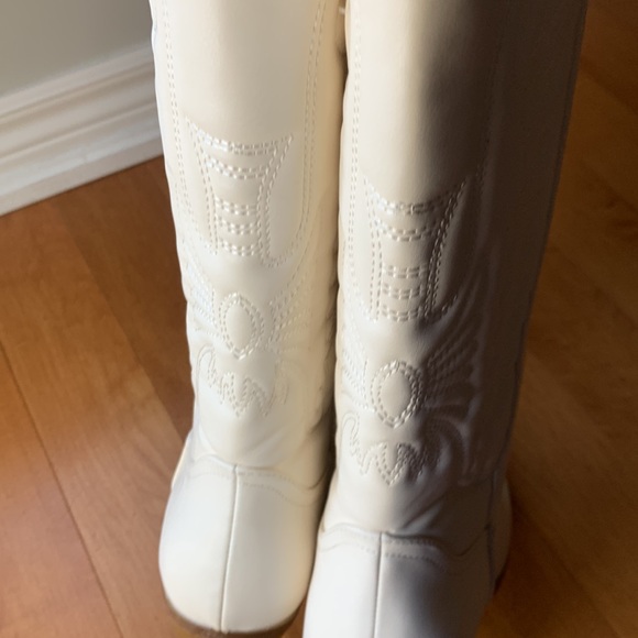 Cowboy Western Off White Tall Stacked Heel boots for women size 11 - Picture 15 of 15